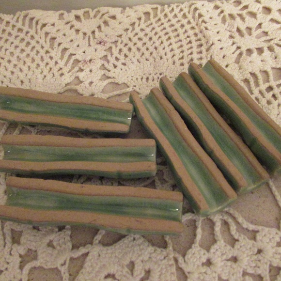 Vintage Japanese bamboo shape ceramic chopstick rests - Picture 3 of 7
